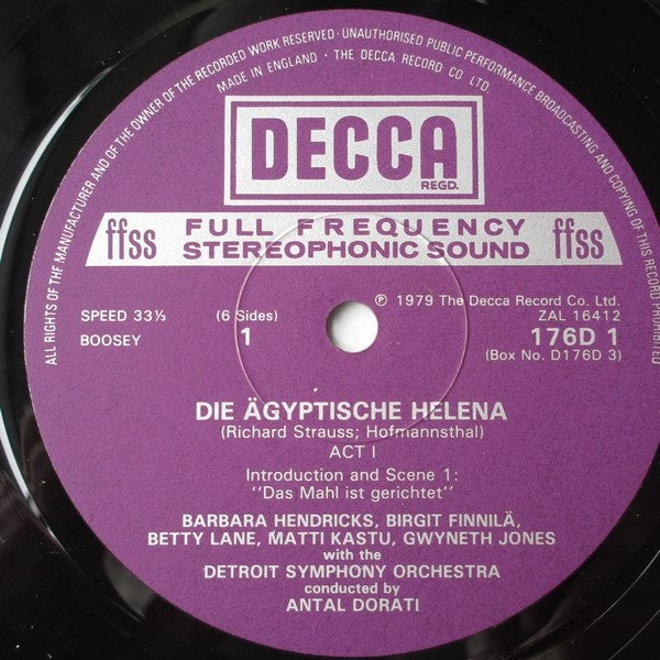 Richard Strauss - Gwyneth Jones, Matti Kastu, Barbara Hendricks, Antal Dorati, Detroit Symphony Orchestra : Die Ägyptische Helena (3xLP + Box)