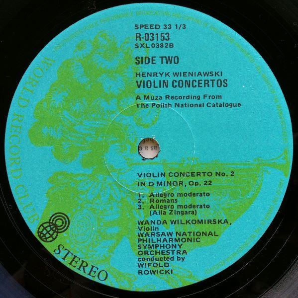 Henryk Wieniawski : Two Violin Concertos (LP, Album, Club)