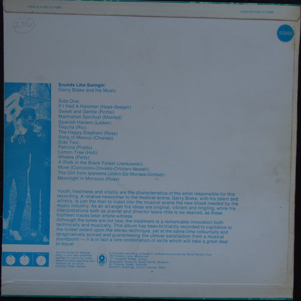 Garry Blake & His Music : Sounds Like Swingin' (LP, Album, Club)