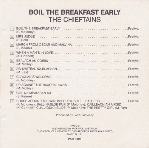 The Chieftains : Boil The Breakfast Early (CD, Album)
