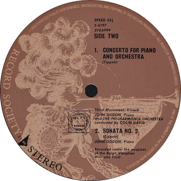 Sir Michael Tippett, John Ogdon, Philharmonia Orchestra, Sir Colin Davis : Piano Concerto ∙ Piano Sonata No. 2 (LP, Album, Club)