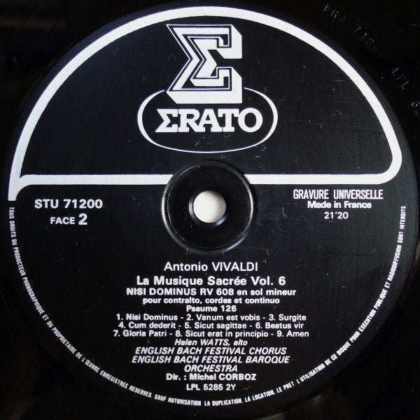 Antonio Vivaldi - Helen Watts , English Bach Festival Chorus , English Bach Festival Baroque Orchestra , Michel Corboz : La Musique Sacrée / Vol. 6 - Gloria RV 588 / Nisi Dominus RV 608 (LP, Album, Gat)