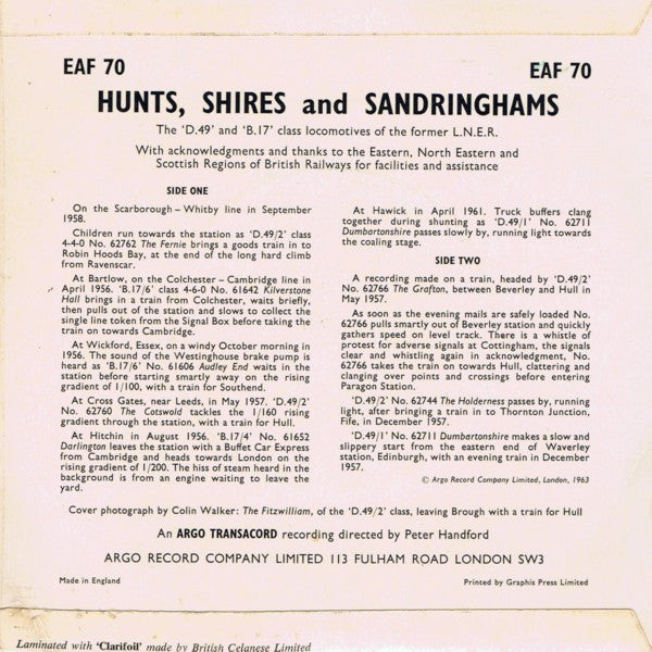 No Artist : Hunts, Shires And Sandringhams (7", EP)
