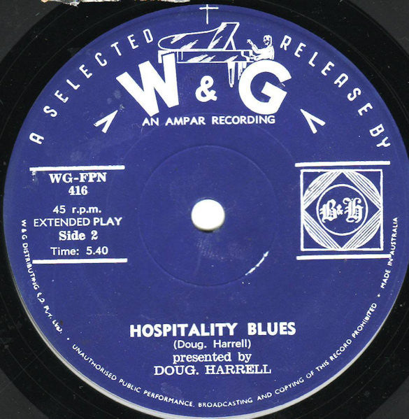 Doug Harrell : Exsanguination Blues / Hospitality Blues (7", EP, Mono)