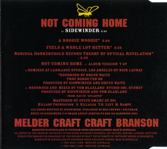Sidewinder (5) : Not Coming Home (CD, Maxi)