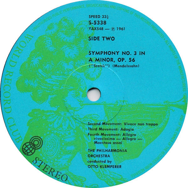 Mendelssohn* : Symphony No. 3 (Scotch) (LP, Album, Club)