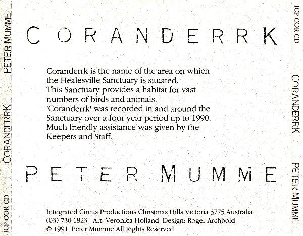 Peter Mumme : Coranderrk (CD, Album)