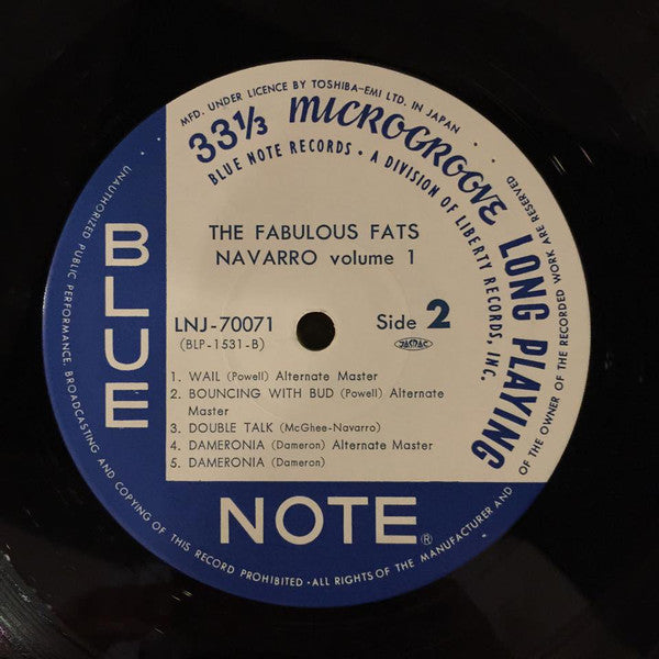 Fats Navarro : The Fabulous Fats Navarro Volume 1 (LP, Album, Mono, RE, RM)