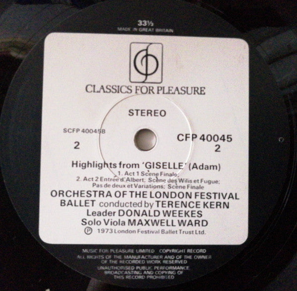 The London Festival Ballet Orchestra : Adam - Highlights From Giselle (LP)