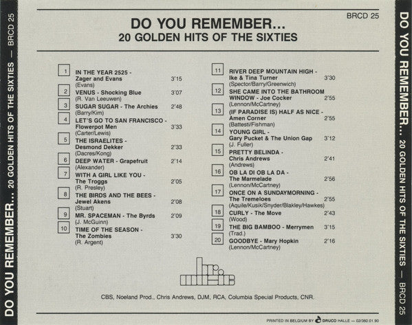 Various : Do You Remember... 20 Golden Hits Of The Sixties (CD, Comp)