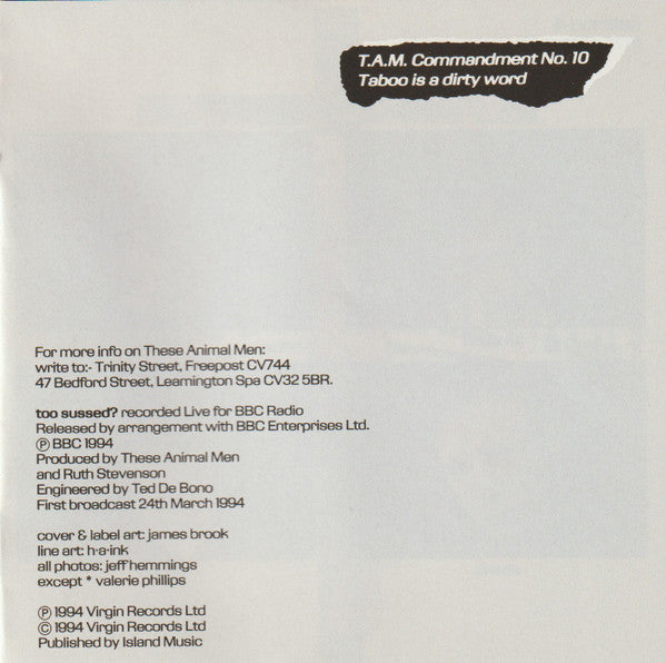 These Animal Men : Too Sussed? (CD, MiniAlbum)