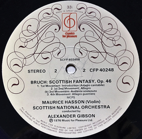 Max Bruch, Maurice Hasson, Royal Scottish National Orchestra, Alexander Gibson : Violin Concerto No.1 / Scottish Fantasia (LP, Album)