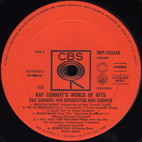 Ray Conniff And His Orchestra & Chorus : Ray Conniff's World Of Hits (LP)