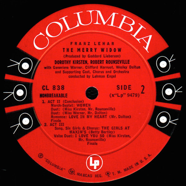 Franz Lehar* / With Dorothy Kirsten And Robert Rounseville : The Merry Widow (LP, Album, Mono, Bri)