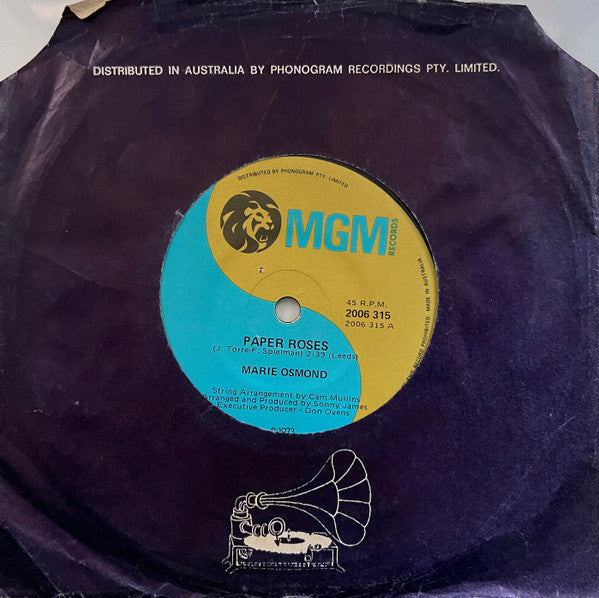 Marie Osmond : Paper Roses (7", Single)