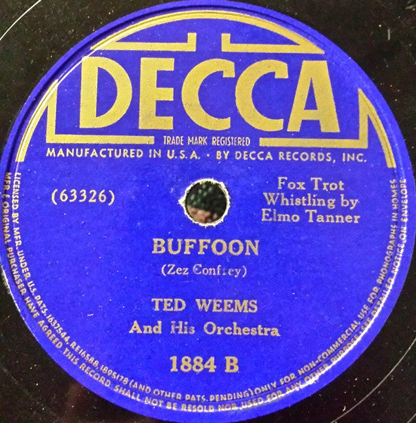 Ted Weems And His Orchestra : Three Shif'less Skonks / Buffoon (Shellac, 10")