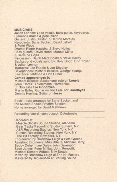 Julian Lennon : Valotte (Cass, Album, Dol)