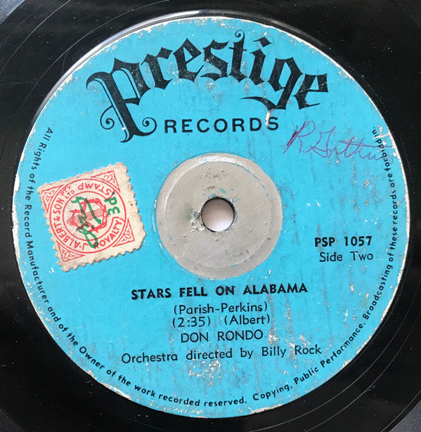 Don Rondo : White Silver Sands / Stars Fell On Alabama (7", Single, Styrene)