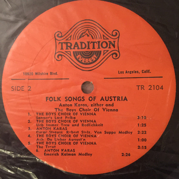 Anton Karas, The Boys' Choir Of Vienna (Woods)* : Folk Songs Of Austria (LP)