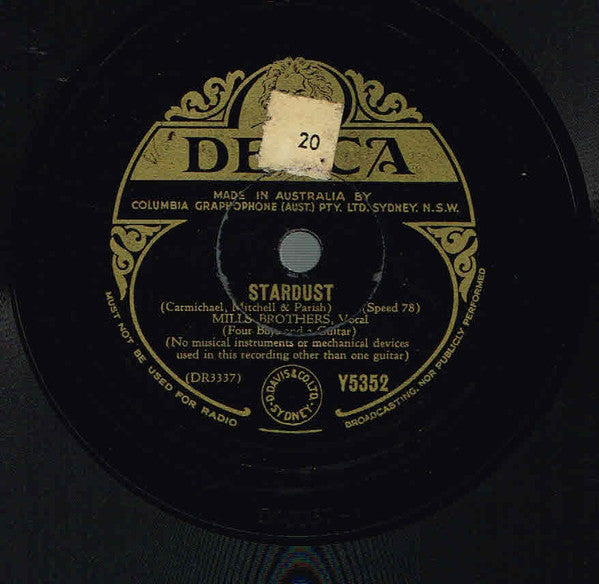 The Mills Brothers : Mr. Paganini / Stardust (Shellac, 10")