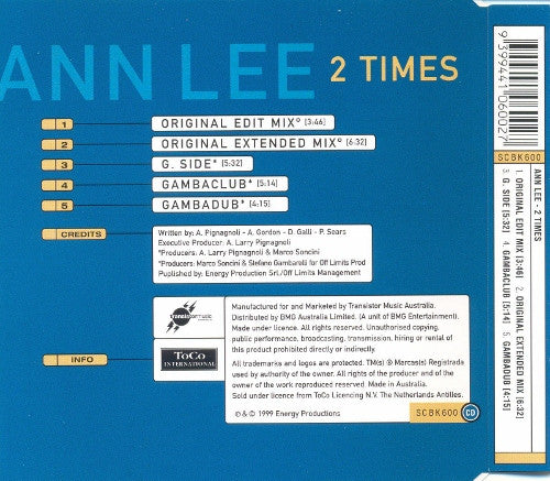 Ann Lee : 2 Times (CD, Single)