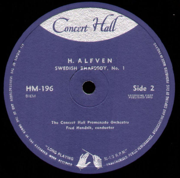 Concert Hall Promenade Orchestra Conducted By Fred Hendrik Piano By Georges Vincent : Warsaw Concerto - Cornish Rhapsody - Swedish Rhapsody No. 1 (10")