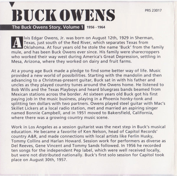 Buck Owens : The Buck Owens Story Volume 1 1956 - 1964 (CD, Comp)