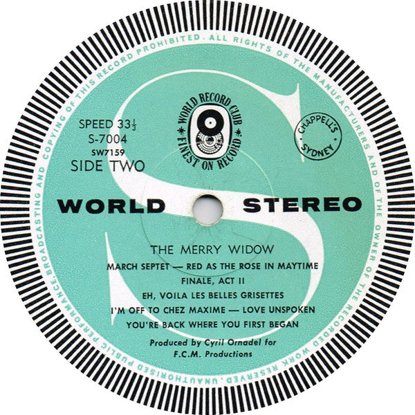 Franz Lehár, Sinfonia Of London Conducted By John Hollingsworth : The Merry Widow (LP, Club, RE)