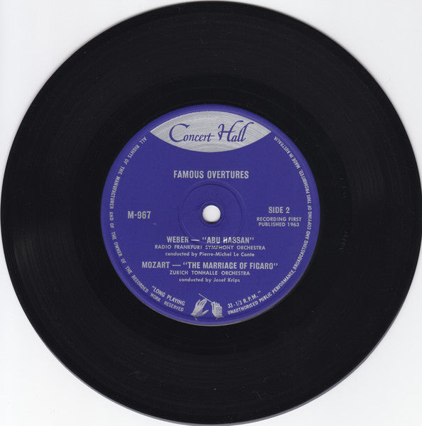 Georges Bizet / Wolfgang Amadeus Mozart / Giuseppe Verdi / Carl Maria von Weber : Famous Overtures (7", EP, Mono)