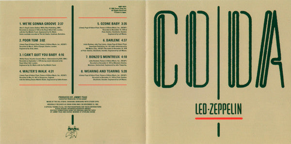 Led Zeppelin : Coda (CD, Album, RE, RM)