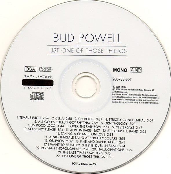 Bud Powell : Just One Of Those Things (CD, Comp, Mono)