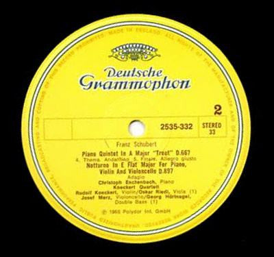 Franz Schubert / Christoph Eschenbach • Rudolf Koeckert • Oskar Riedl • Josef Merz • Georg Hörtnagel : "Trout" Quintet / Notturno (LP, Album, RE)
