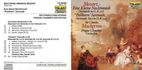 Mozart* - Sir Charles Mackerras, Prague Chamber Orchestra : Eine Kleine Nachtmusik • "Posthorn" Serenade (CD, Album, Mat)