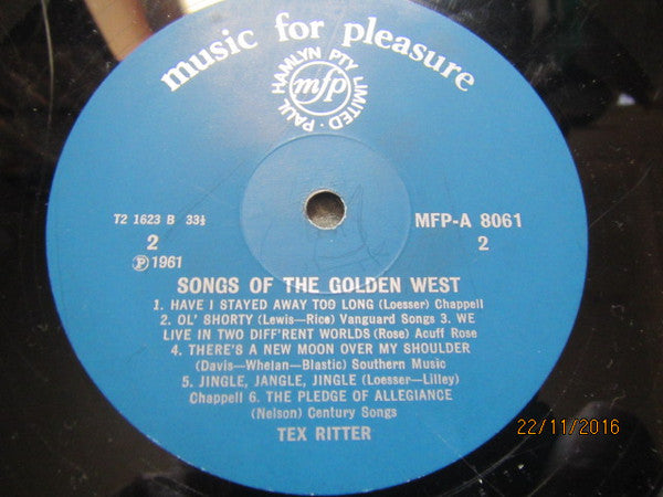 Tex Ritter : Songs Of The Golden West (LP, Album, Mono, RE)