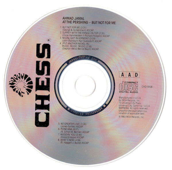Ahmad Jamal Trio : Ahmad Jamal At The Pershing (CD, Album, RE)