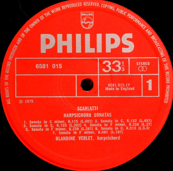 Domenico Scarlatti - Blandine Verlet : Harpsichord Sonatas (LP)