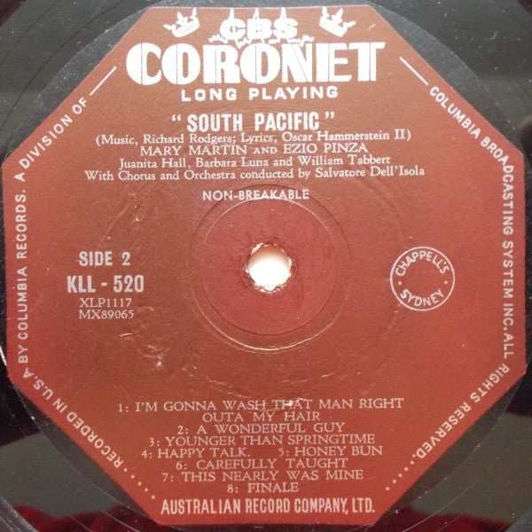 Mary Martin, Ezio Pinza, Rodgers & Hammerstein With "South Pacific" Original Broadway Cast : South Pacific (LP, Album, Mono)
