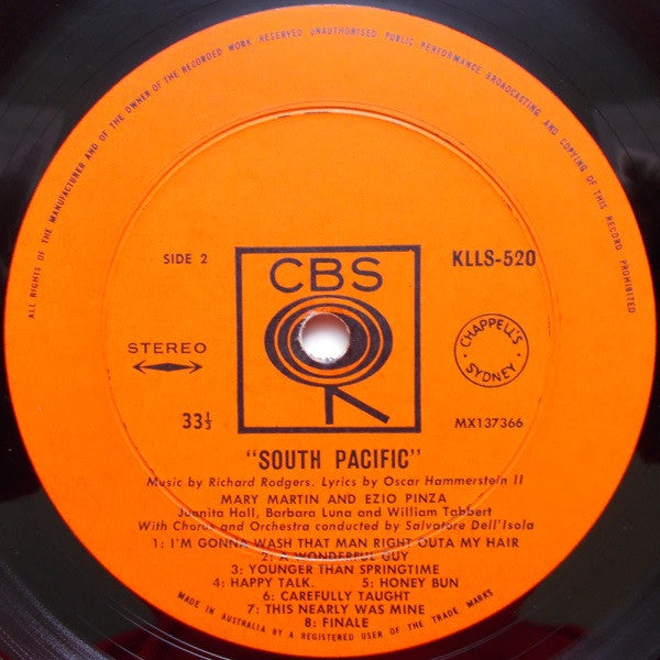 Mary Martin, Ezio Pinza, Rodgers & Hammerstein With "South Pacific" Original Broadway Cast : South Pacific (LP, Album, RE)