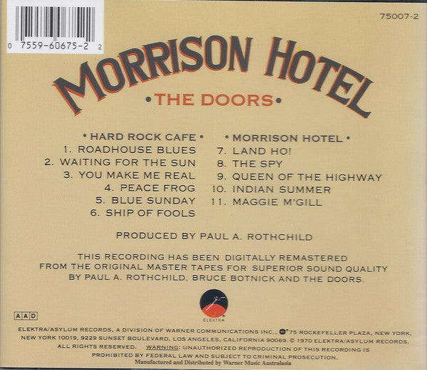 The Doors : Morrison Hotel (CD, Album, RE, RM)