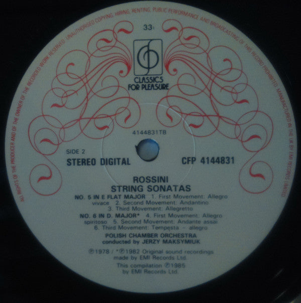 Jerzy Maksymiuk, Polish Chamber Orchestra, Gioacchino Rossini : Four String Sonatas (LP, Album)