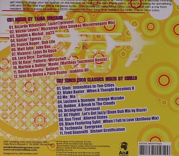 Tania Vulcano & Cirillo : Circoloco @ DC10 Ibiza (2xCD, Comp, Mixed)