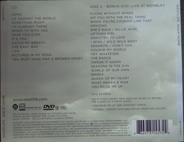 Westlife : Back Home (CD, Album + DVD-V, PAL + Dlx)