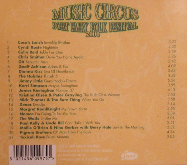 Various : Port Fairy Folk Festival * Music Circus 2000 (CD, Album, Comp)