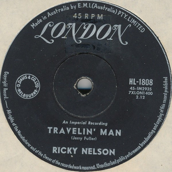 Ricky Nelson (2) : Hello Mary Lou / Travelin' Man (7", Single)