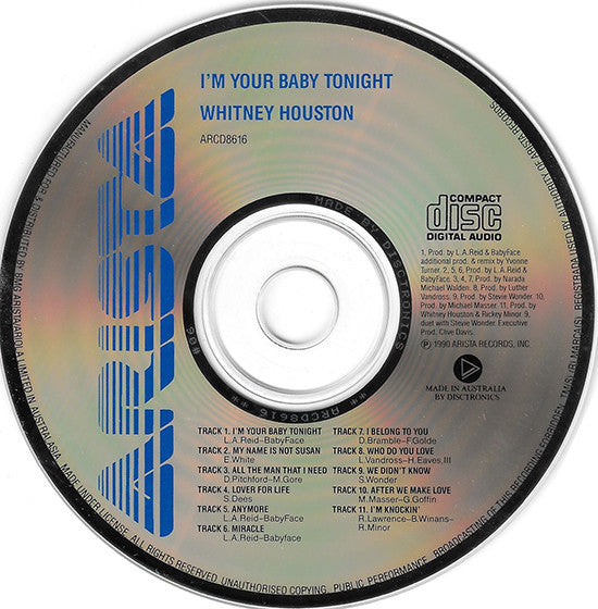 Whitney Houston : I'm Your Baby Tonight (CD, Album)