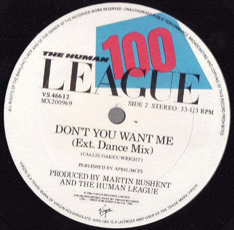 The Human League : Don't You Want Me (12", Single)