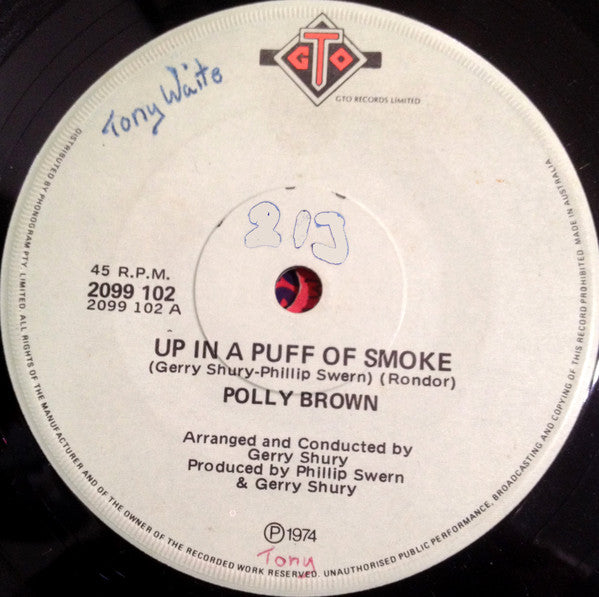 Polly Brown : Up In A Puff Of Smoke (7", Single)