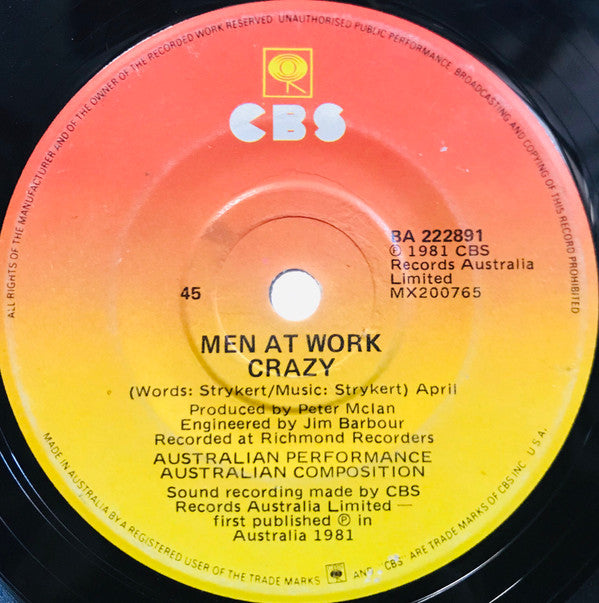 Men At Work : Down Under (7", Single)