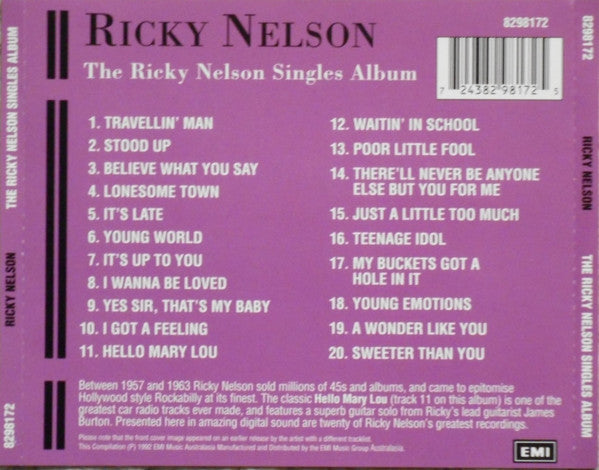 Ricky Nelson (2) : The Ricky Nelson Singles Album (CD, Album, Comp)