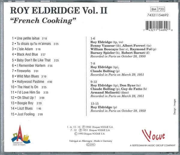 Roy Eldridge : French Cooking The Complete Vogue Recordings • Vol 2 (CD, Comp)